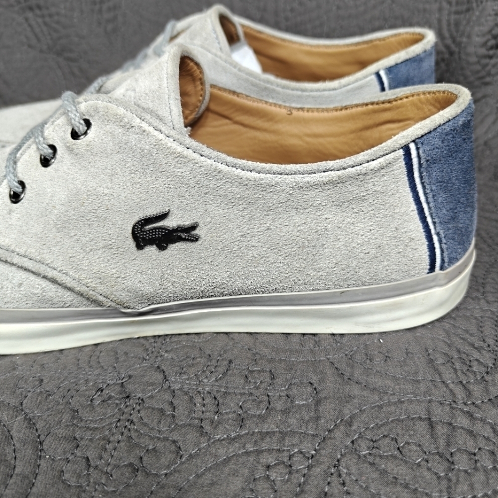 Lacoste Sevrin 7 Suede Leather Casual Boat Shoes Gray Blue Men's Size 11 - Picture 4 of 10